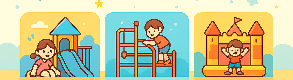 Illustrationen der Attraktionen im Kleoland